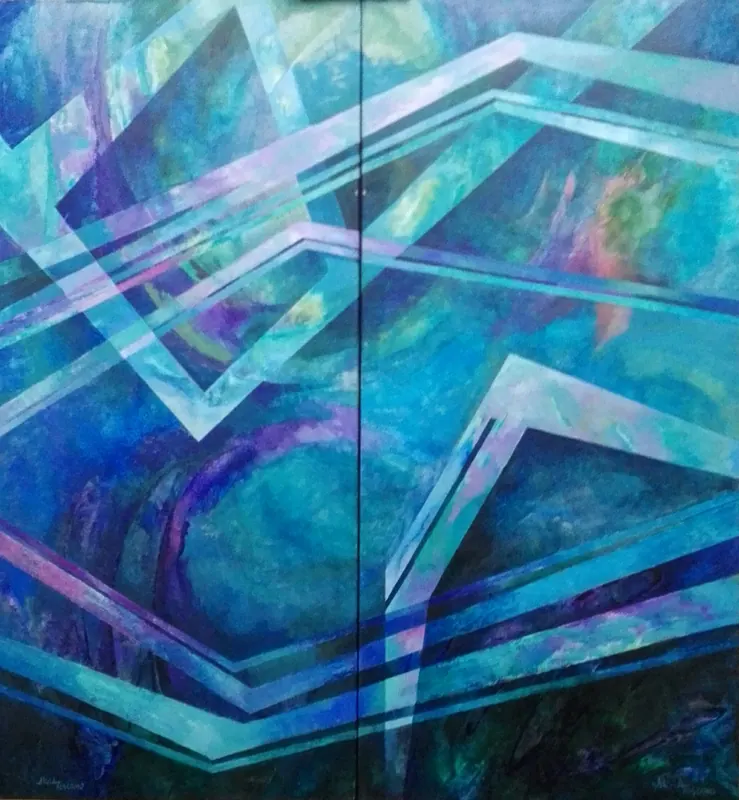 Abstracción azul, Díptico, 130 x 60cm cada módulo